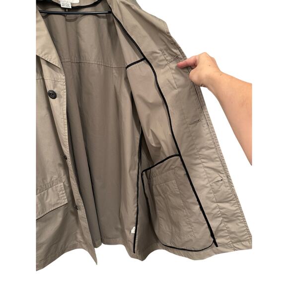J. Crew XL Water Repellant MAC Rain Jacket $248 Button Front Trench Coat Tan - Picture 4 of 10